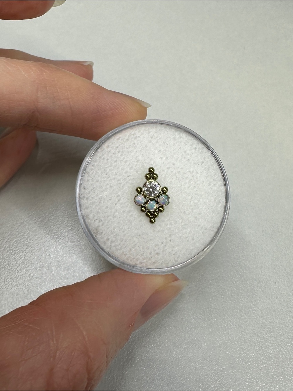 LeRoi 6HT-10 Titanium Threaded End | Gold Anodized Clear CZ & Synthetic Opals